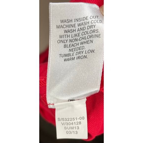 Banana Republic Red Linen Cotton Skirt Women’s Sz 14 Pencil Tie Waist office - Picture 10 of 10